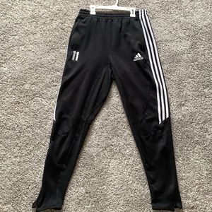 Adidas Unisex #11 Soccer Athletic Black White Stripe Pants- US M